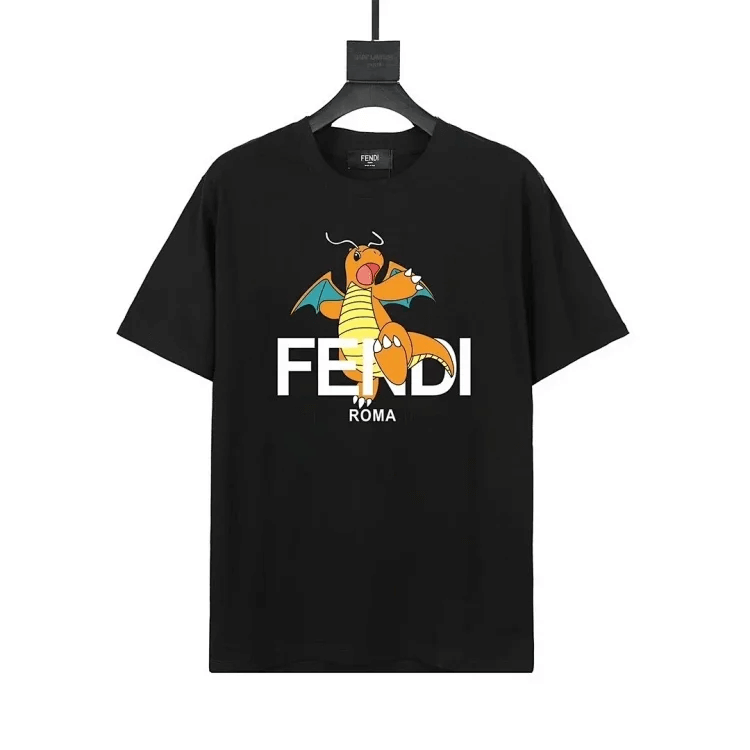 Fendi Dragon Print T-Shirt Black