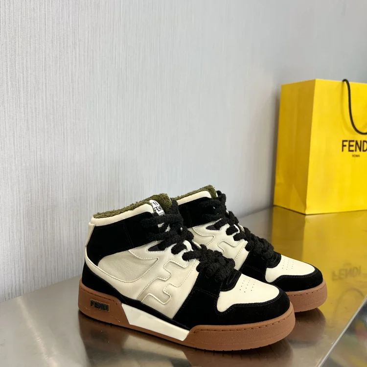 Fendi High-top Sneakers Black Cream Shoes