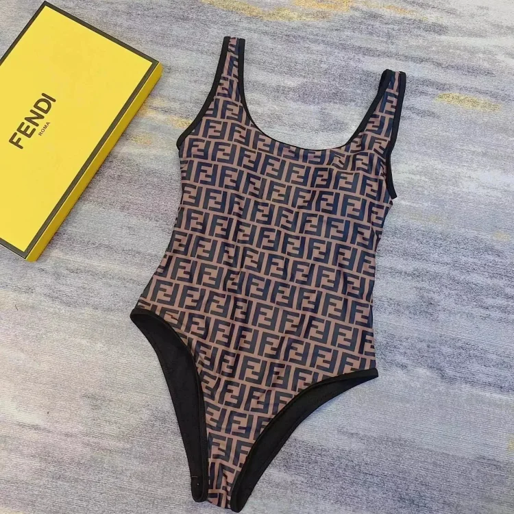 Fendi One-Piece Swimsuit Brown Mise