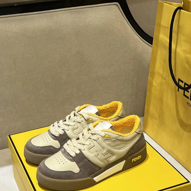 Fendi Sneakers Beige Brown Yellow Shoes