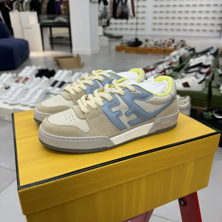 Fendi Sneakers Beige, Light Blue, Yellow, Shoes
