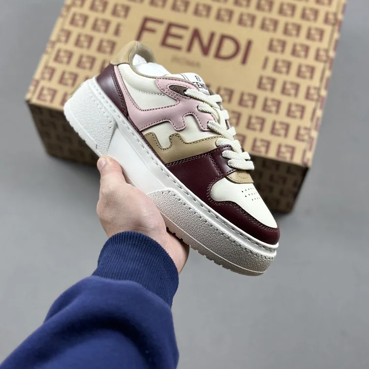 Fendi Sneakers, White/Burgundy/Pink, Shoes