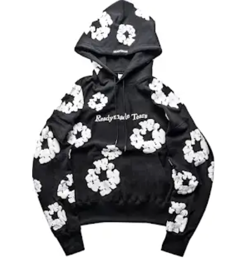 Floral Hoodie, Black, Hoodies