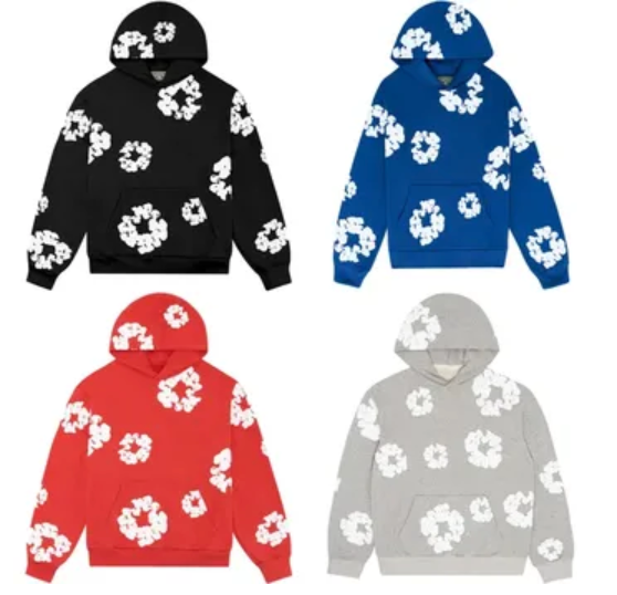 Floral Pattern Hoodie in Various Colors