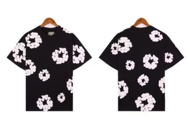 Flower Pattern T-Shirt Black T-Shirts