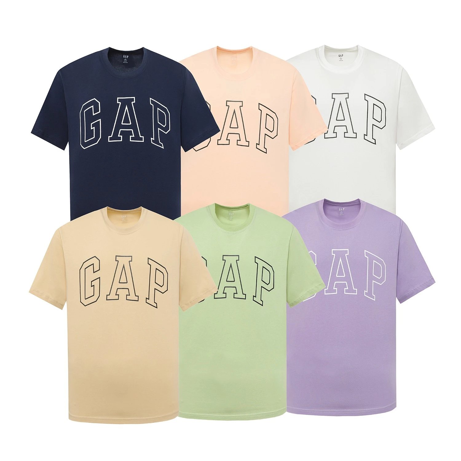 GAP T-Shirt - Navy, Peach, White, Beige, Green, Lavender