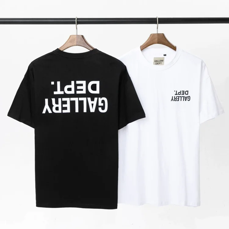 Street Wear Top GALLERY DEPT New Style Flip Inverted Letter Slogan LOGO Printed Short-Sleeve T-Shirt