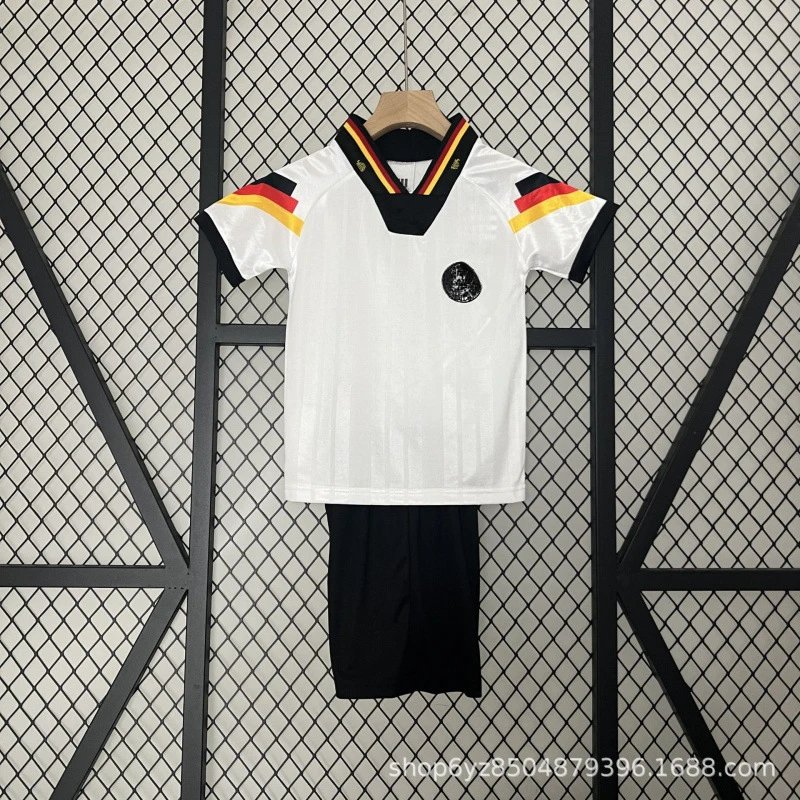 Germany National Team Kids Soccer Uniform White and Black