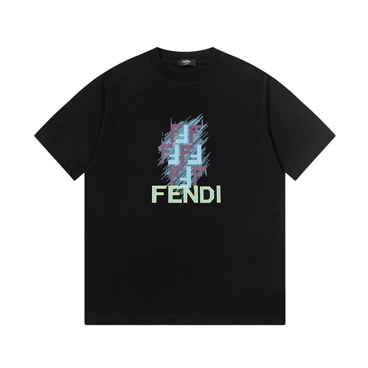 Junior Cotton White T-shirt with FF logo and Fendi lettering