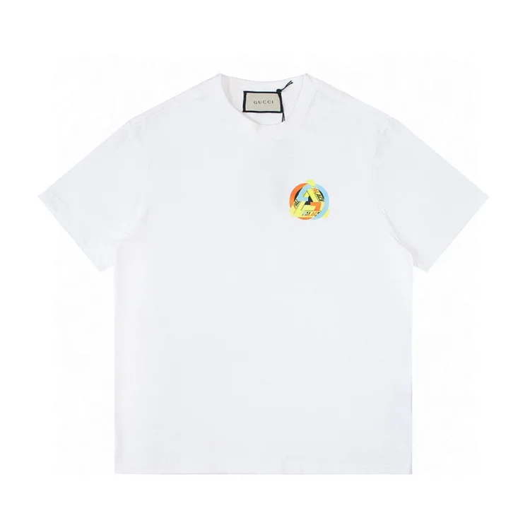 Gucci x Palace Printed Heavy Cotton Jersey White T-shirt with colorful geometric logo