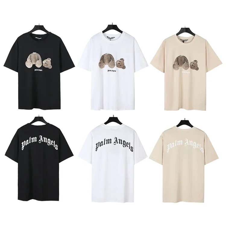 Palm Angels Kids bear-motif Organic Cotton T-shirt in white with broken bear print