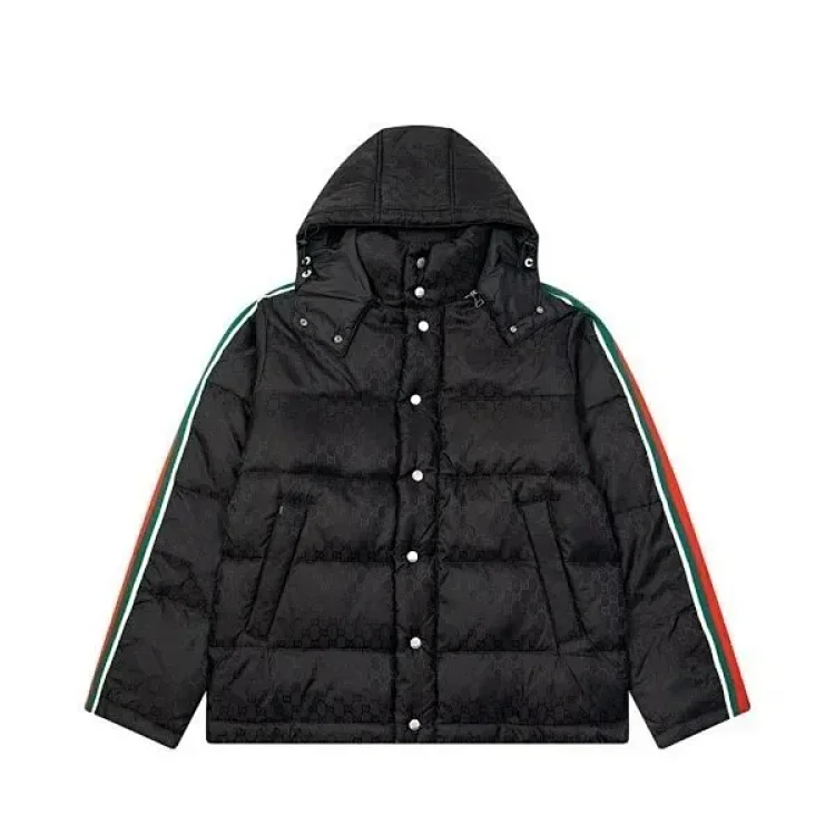 Gucci Down Jacket Black with Stripes Jackets