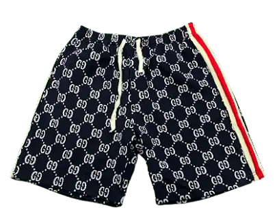 Gucci GG Logo Print Swim Shorts Blue Pants