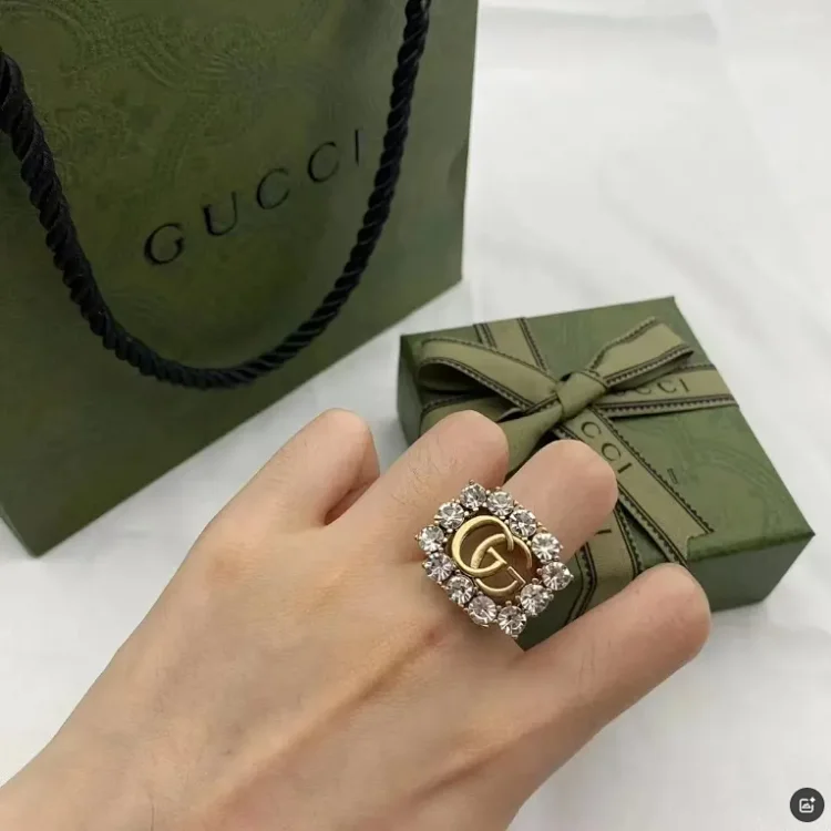 Gucci GG Logo Ring, Gold, Jewelry
