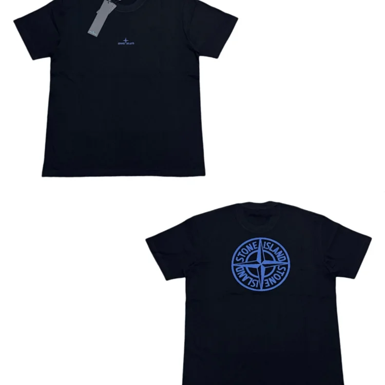 Stone Island Black Cotton Reversible Men's T-Shirt With Logo