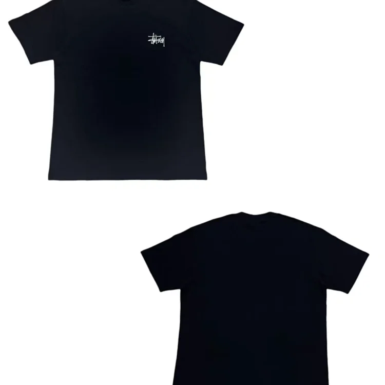 Authentic Stussy Black Oversized Tee with Basic Logo for Men
