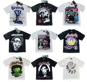 Hell Star Vintage Washed Distressed Print Casual Loose Round Neck Short Sleeve T-Shirt