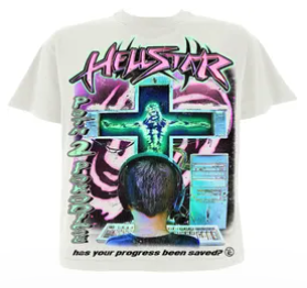 Hellstar Retro Graphic T-Shirt White T-Shirts