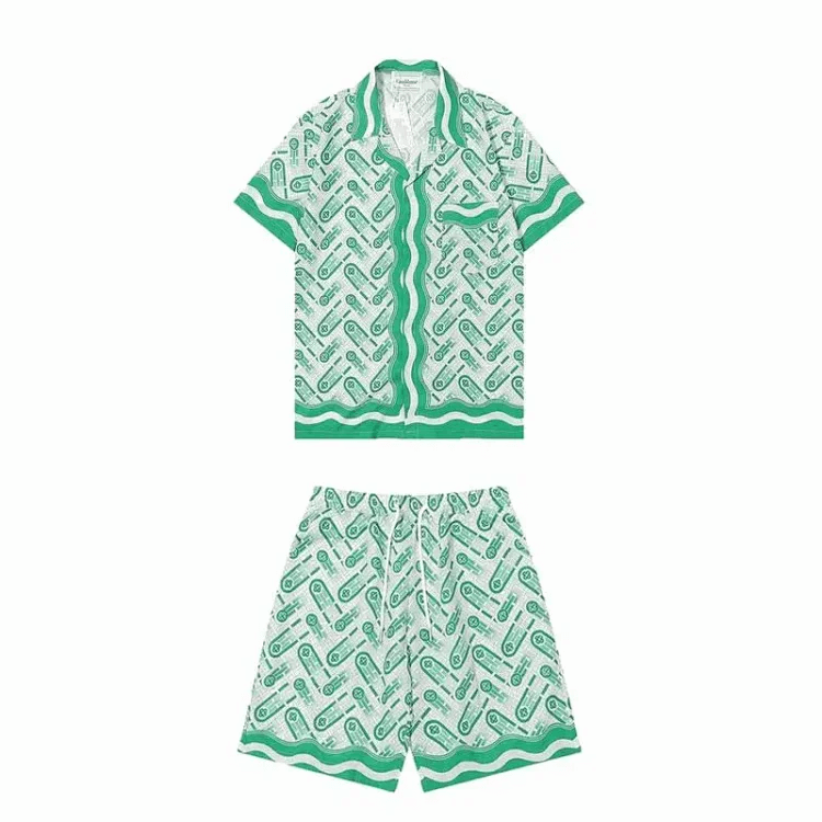 JoyaGoo CASABLANCA ping pong monogram Cuban-collar short-sleeve silk shirt