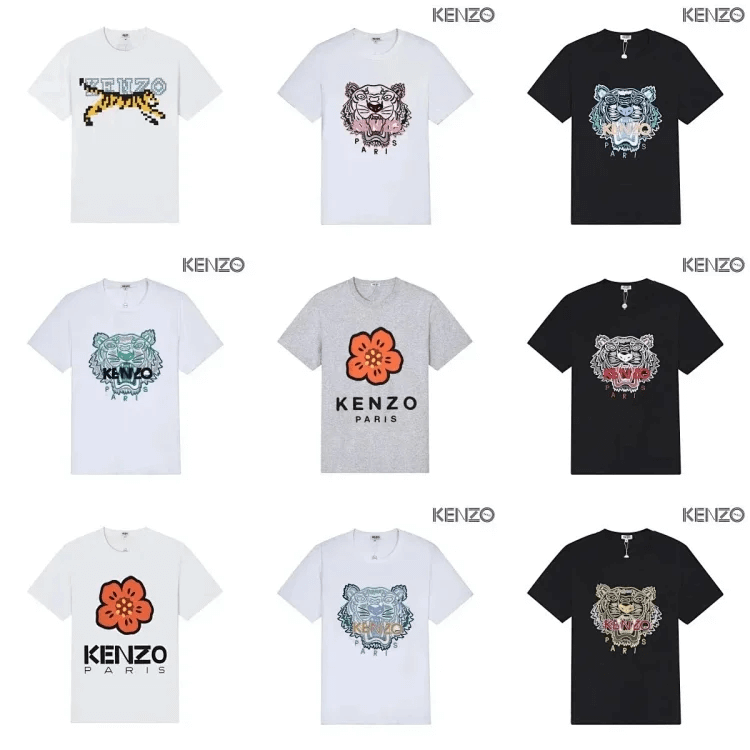 KENZO Graphic Tiger & Flower Print T-Shirts - Multicolor