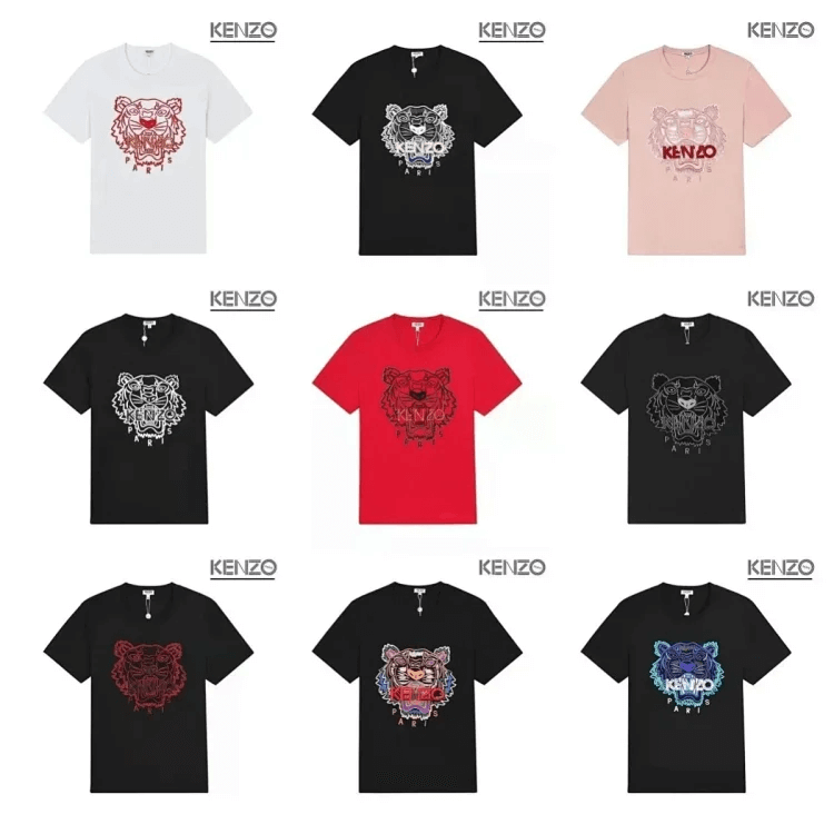 KENZO Tiger Print T-Shirt White Black Red Pink