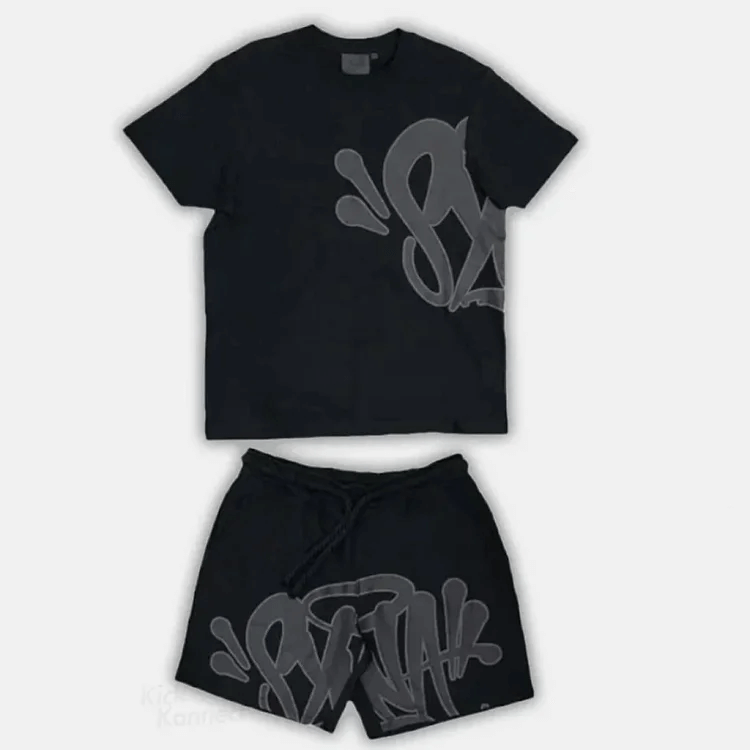 Kith SYNTH Short Sleeve T-shirt and Shorts Set Black