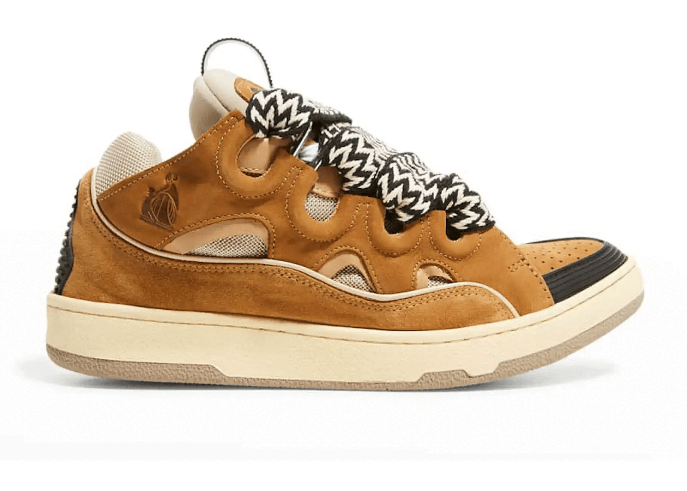 Lanvin Curb Suede and Mesh Sneakers Brown