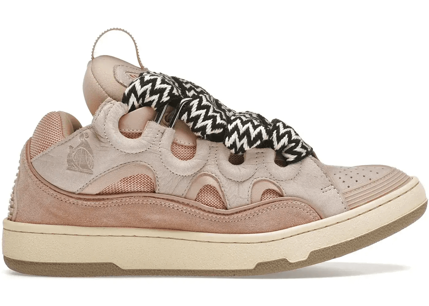 Lanvin Leather Curb Glitter Pale Pink Black White