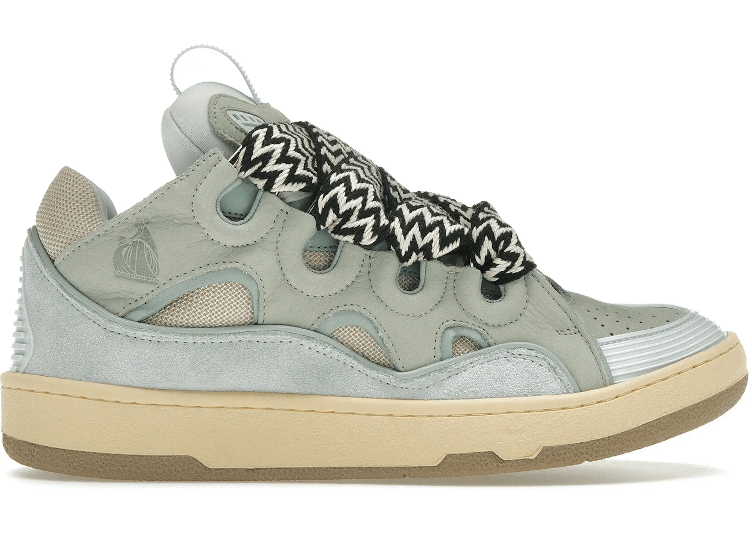 Lanvin Leather Curb Sneaker Light Blue Men's Shoes