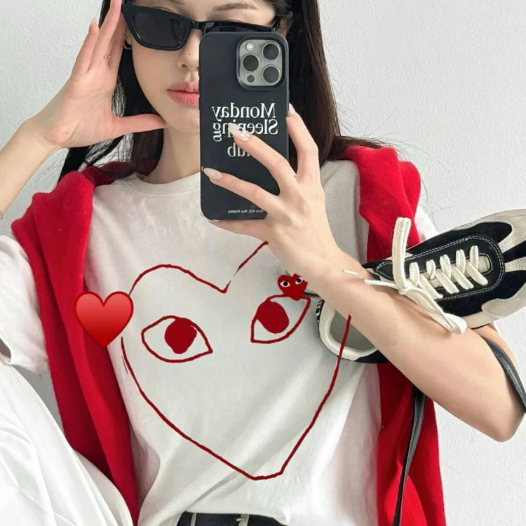 White Heart-print cotton-jersey Unisex T-shirt