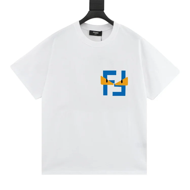 FENDI Blocking Eyes Double F Embroidered Casual Short-Sleeve T-Shirt Unisex