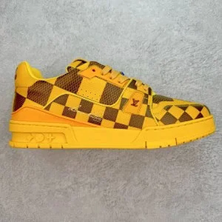Louis Vuitton Checkered Sneakers Yellow Shoes