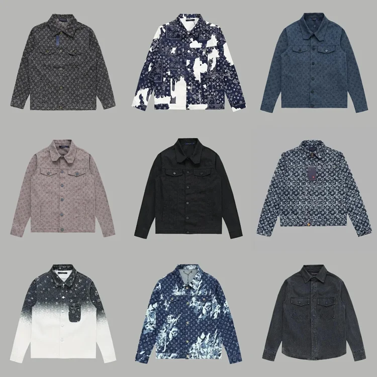 Louis Vuitton Denim Jacket Collection Monogram Pattern Gray Jackets