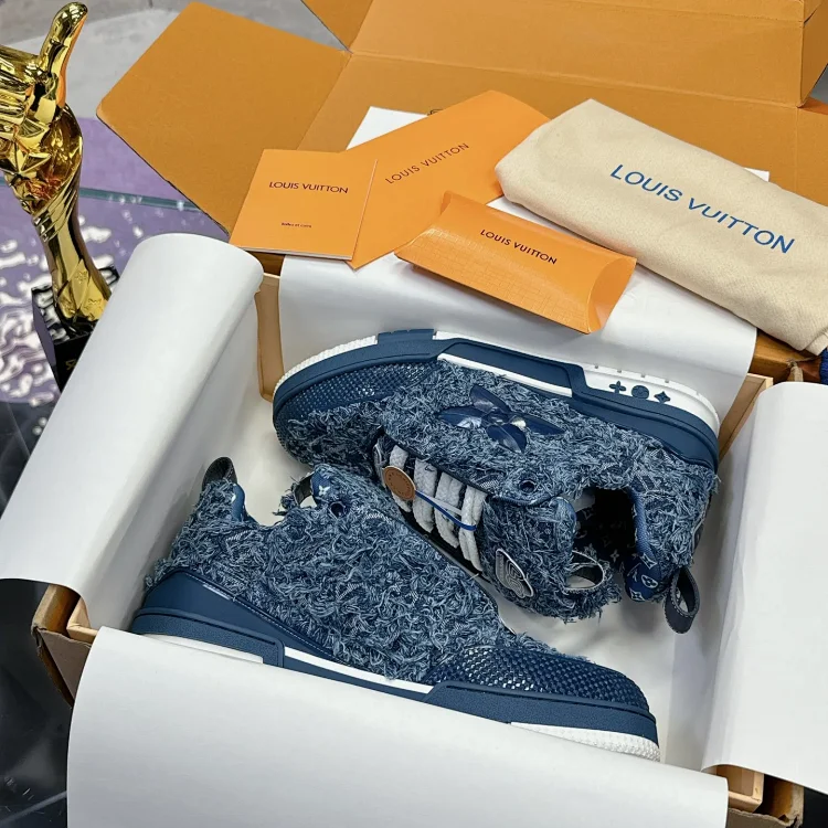 Louis Vuitton Denim Sneakers Blue Shoes