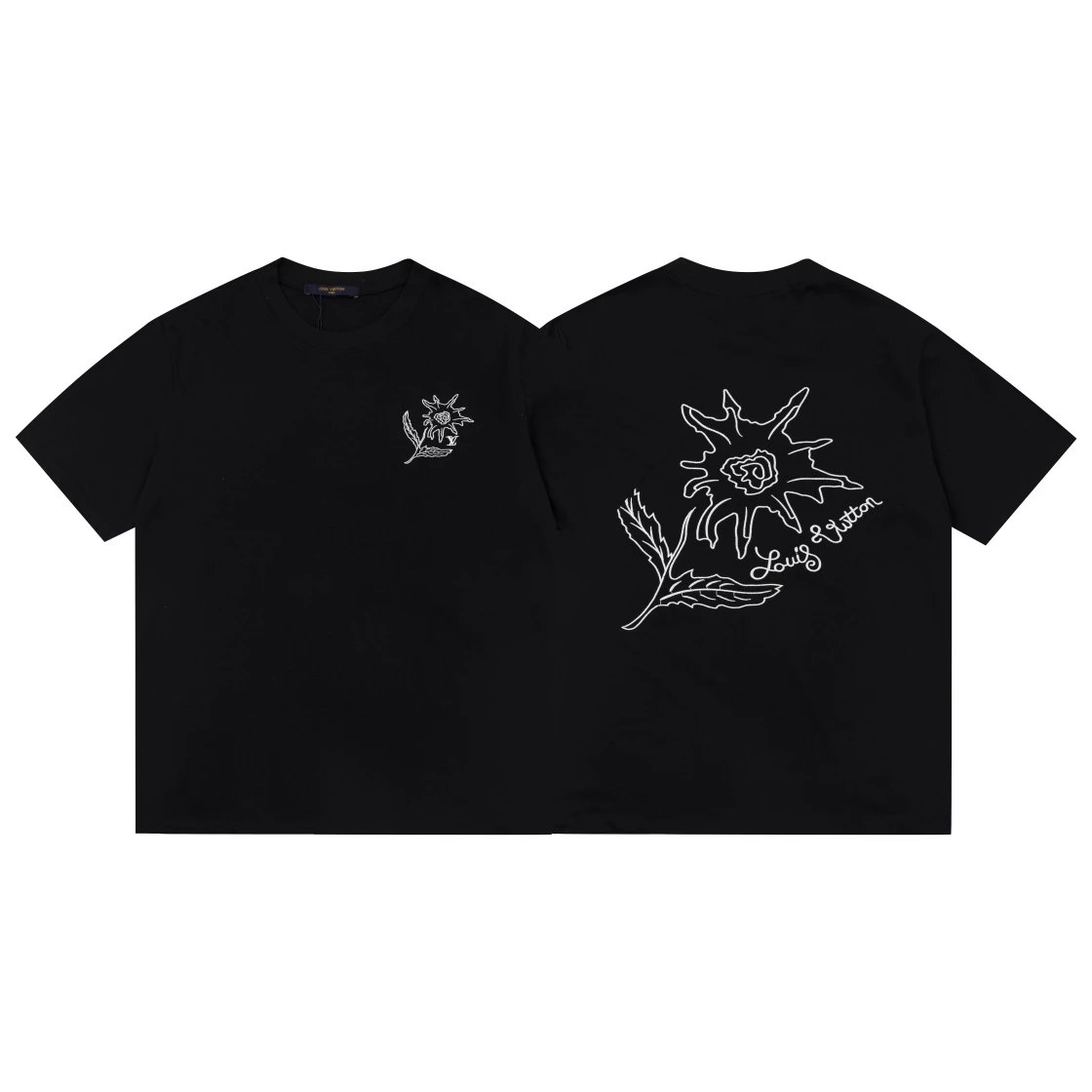 Louis Vuitton Flower Embroidered T-shirt Black