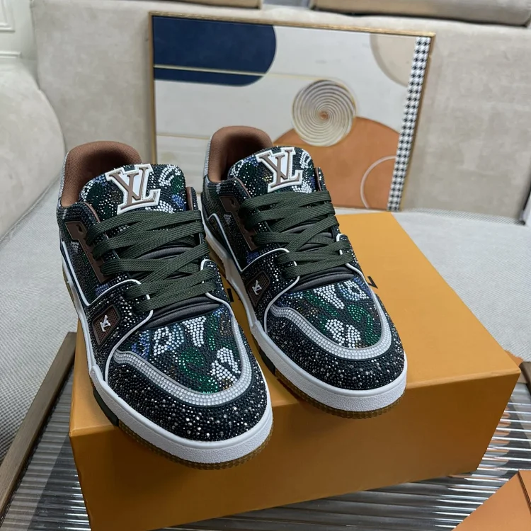 Louis Vuitton LV Sneakers Green Camouflage Shoes