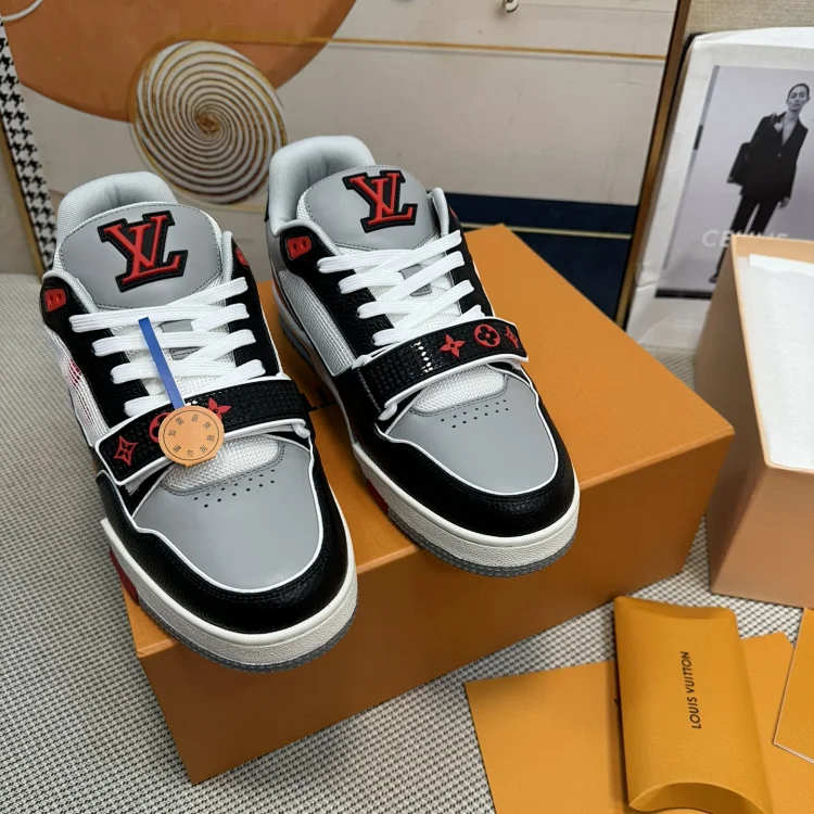Louis Vuitton LV x Nike Airforce Sneakers Black Grey Red Shoes