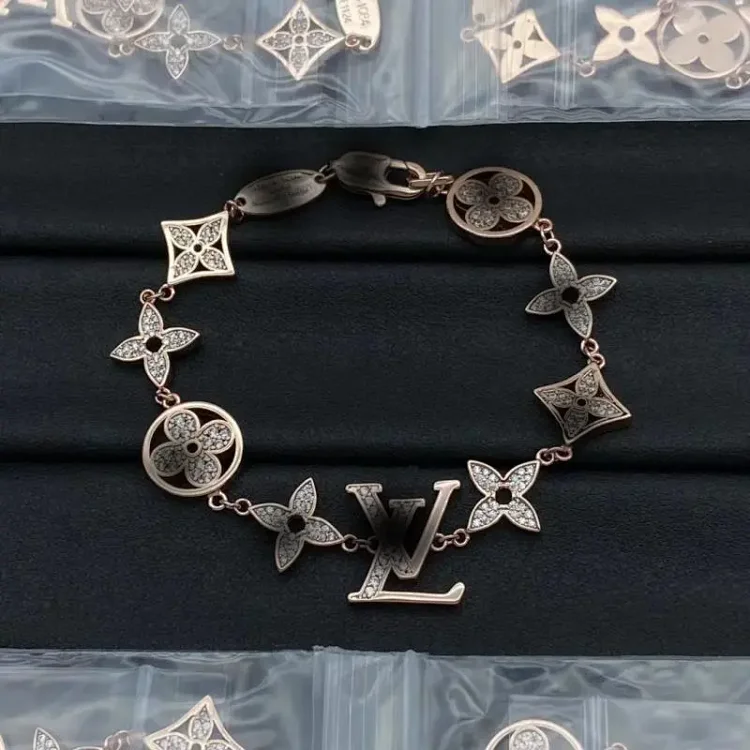 Louis Vuitton Monogram Flower Bracelet Rose Gold Jewelry