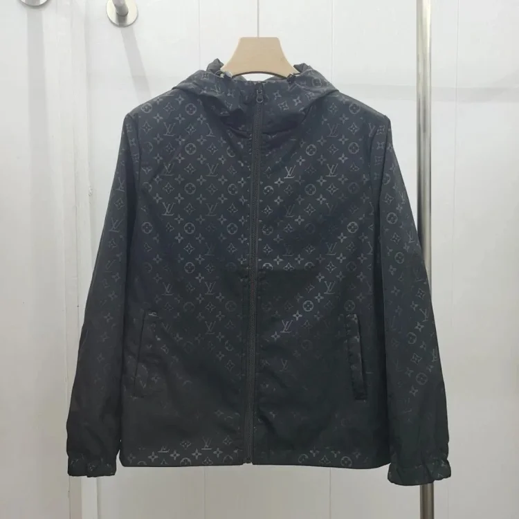 Louis Vuitton Monogram Hooded Jacket Black Jackets