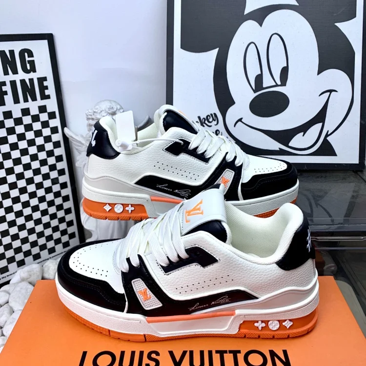 Louis Vuitton Sneakers Black/White/Orange Shoes