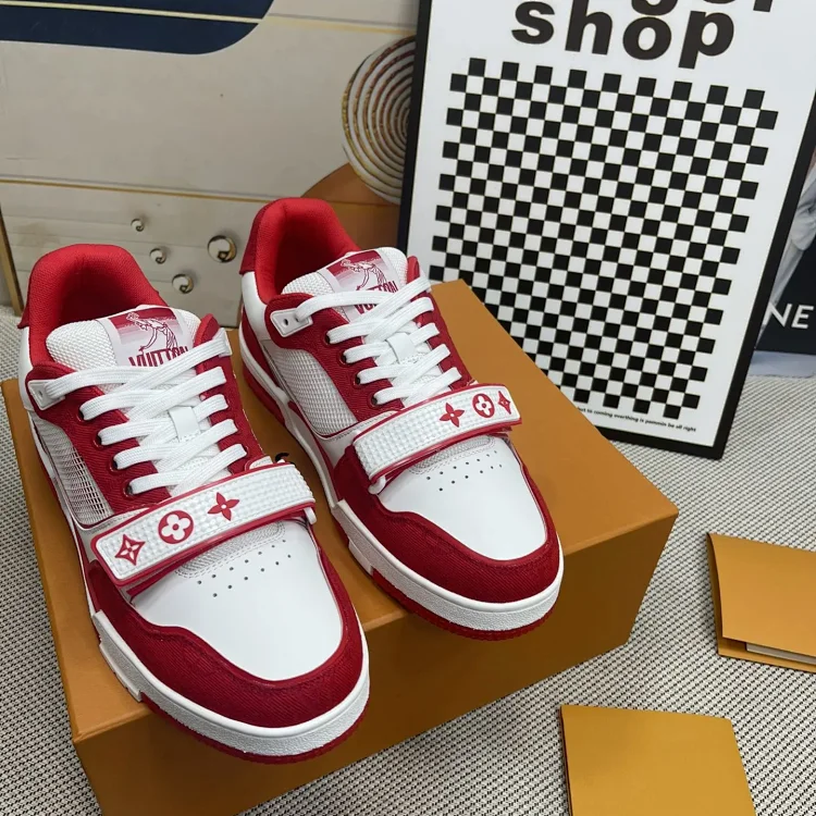 Louis Vuitton Sneakers Red & White Shoes