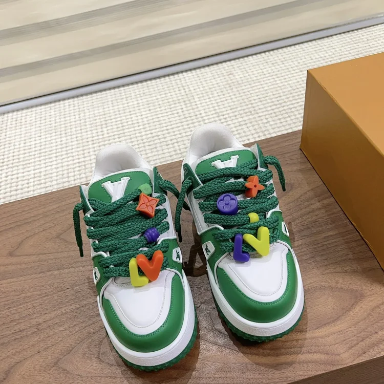 Louis Vuitton Sneakers with Colorful Charms Green Shoes
