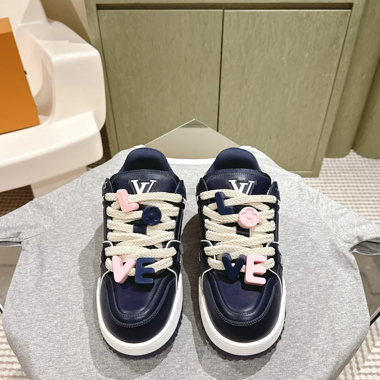 Louis Vuitton Sneakers with LOVE charms Navy Blue Shoes