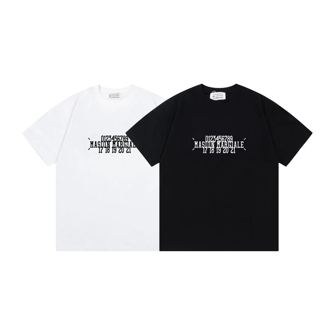 Maison Margiela Numbers Logo Graphic Tee - White & Black
