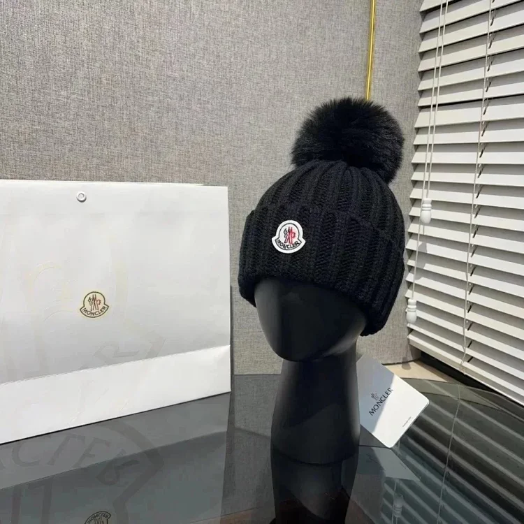 Moncler Knit Beanie Hat Black Mise