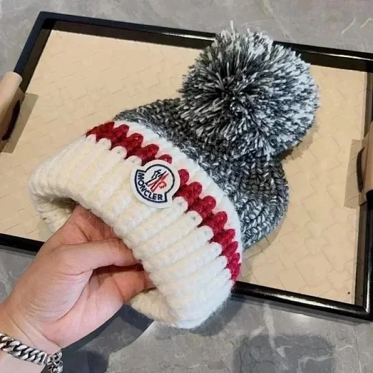 Moncler Knitted Beanie Hat White, Mise