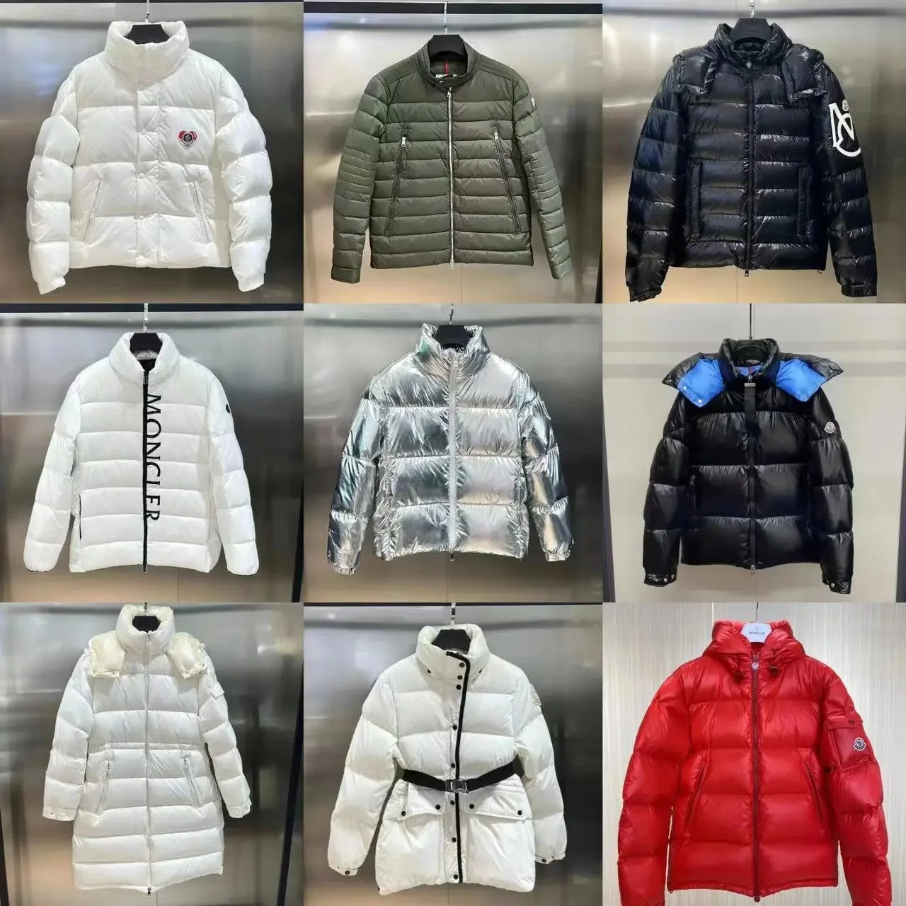 Moncler Puffer Jackets in White, Green, Silver, Black, Red, Jackets