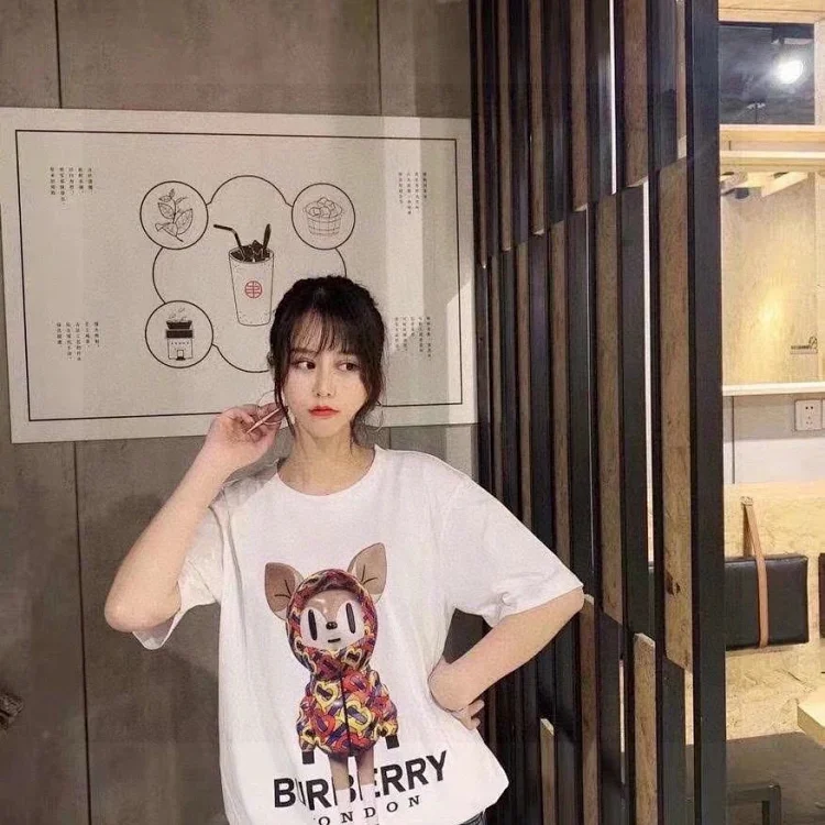 BURBERRY Limited Bambi Print Logo Short Sleeve T-shirt for Men and Women, Couple Style, Spring - Summer 2020