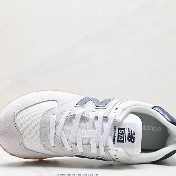 New Balance 574 White Grey Navy Shoes