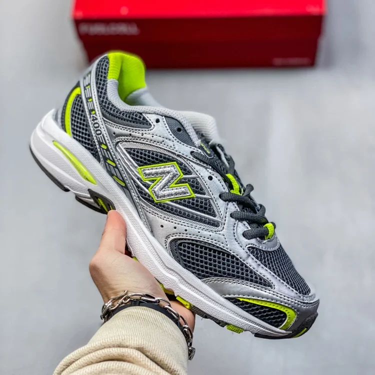 New Balance NB 1400 Sneakers Silver Gray Neon Green Shoes